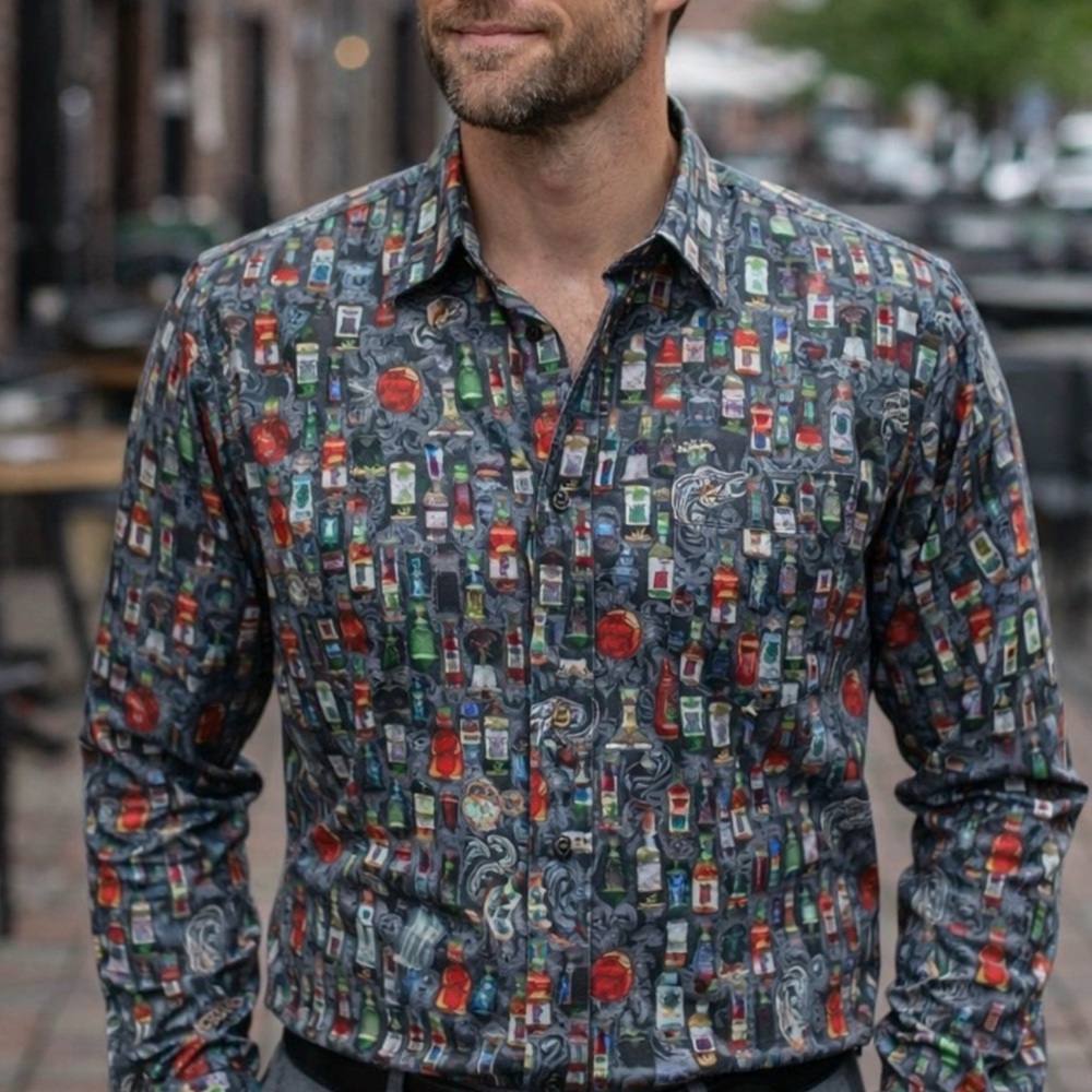 Paisley & Gray Shirt, Slim Fit, Stretch Cotton, Bottle Print, NEW, Sz XXL - Picture 9 of 9